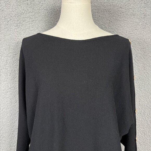 Belldini Women's Black With Gold Buttons Long Sleeve Sweater Top XL NWT's. - Picture 2 of 8